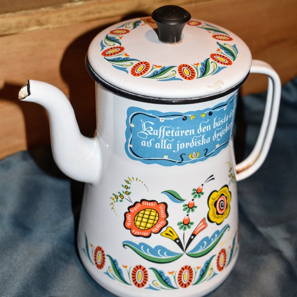 1960 Berggern Swedish Folk Art Coffee Pot